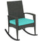Outdoor Rocking Chair, Patio Wicker Chair Removable Cushion, High Back and Armrests for Porch Balcony, Turquoise