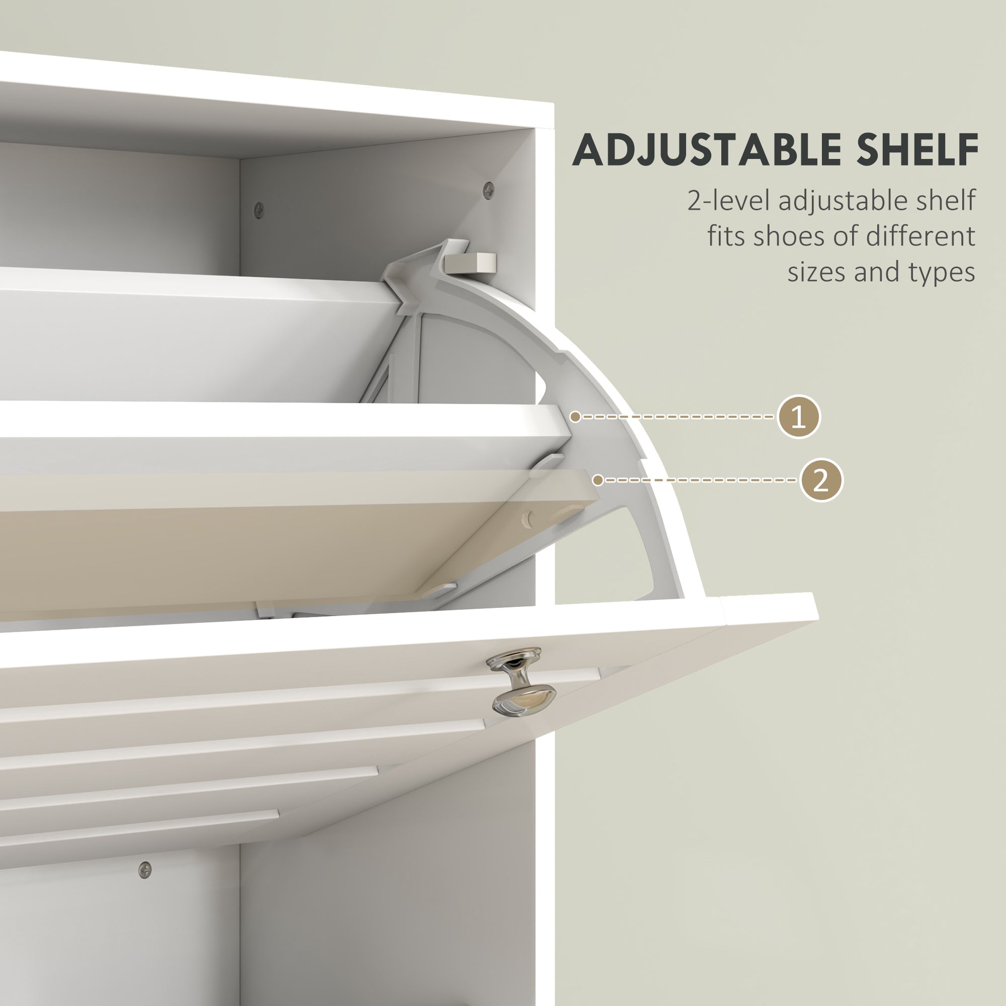 HOMCOM Narrow Shoe Storage Cabinet, 3 Flip Drawers, Adjustable Shelves, 24 Pairs Capacity, White 