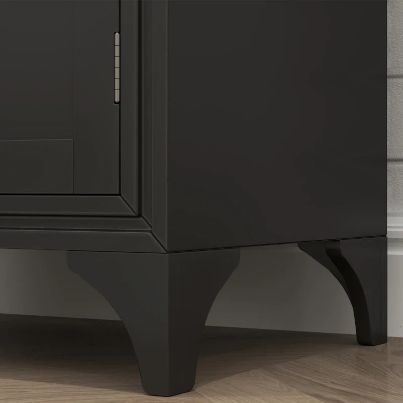 Freestanding Storage Cabinet, Kitchen Pantry Cabinet with 2 Shelves, 4 Doors for Dining Room, Black