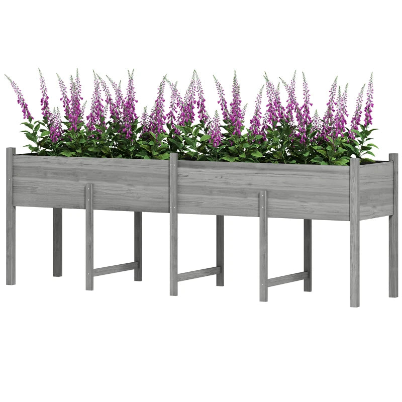 Wooden Raised Garden Bed Planter, Large Elevated Planter Box with Legs, Bed Liner and Drain Holes, Grey