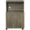 Microwave Cart on Wheels Utility Trolley Storage Sideboard Bookcase with 2-door Cabinet, Grey Wood Grain