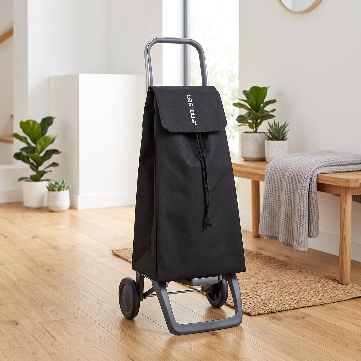 Folding Shopping Cart, Rolser Jet LN Joy, 2-Wheel, Aluminum, Black
