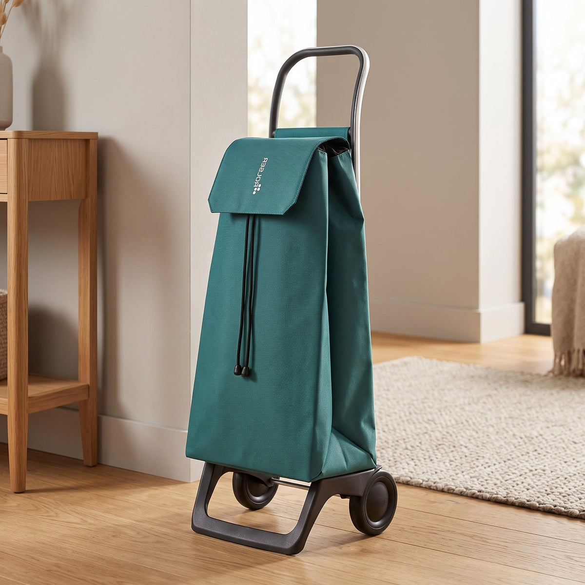 Folding Shopping Cart, Rolser Jet LN Joy, 2-Wheel, Aluminum, Pine Green