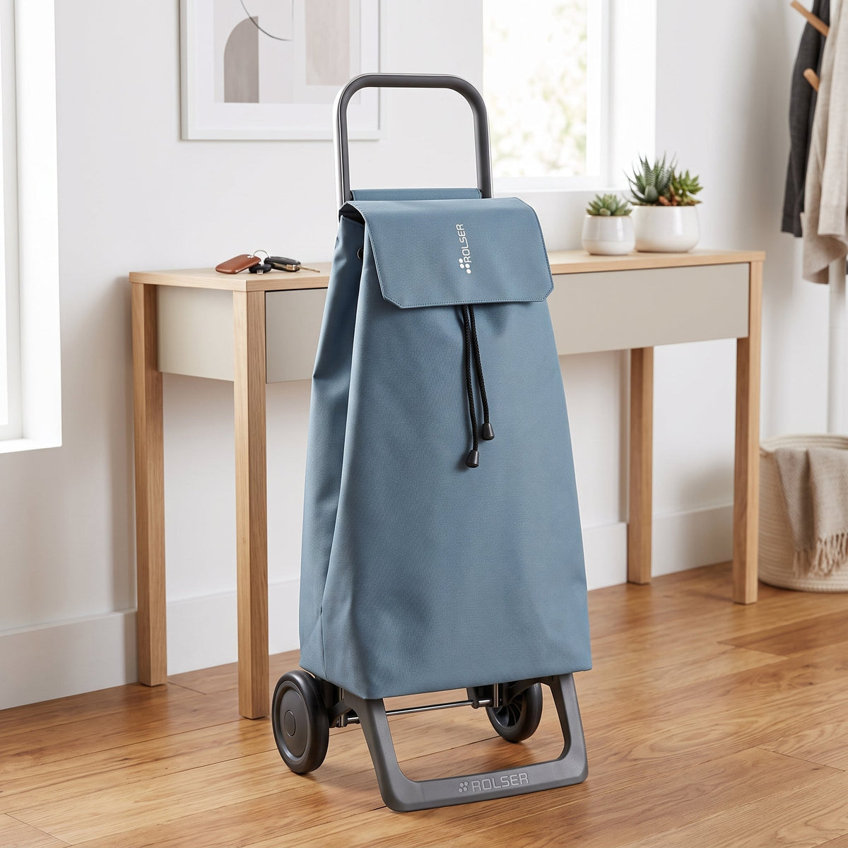 Folding Shopping Cart, Rolser Jet LN Joy, 2-Wheel, Aluminum, Teal