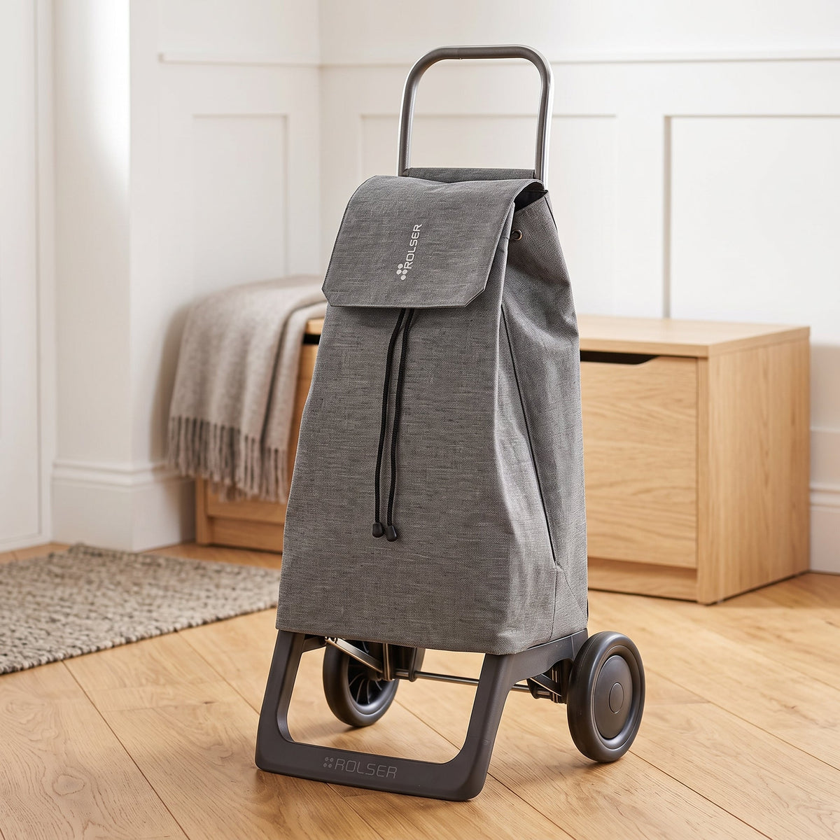 Folding Shopping Cart, Rolser Jet Tweed Joy, Aluminum, Grey