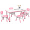 Qaba Kids Table & 4 Chair Set: Adjustable Height, Durable, Easy Clean for Toddlers in Pink