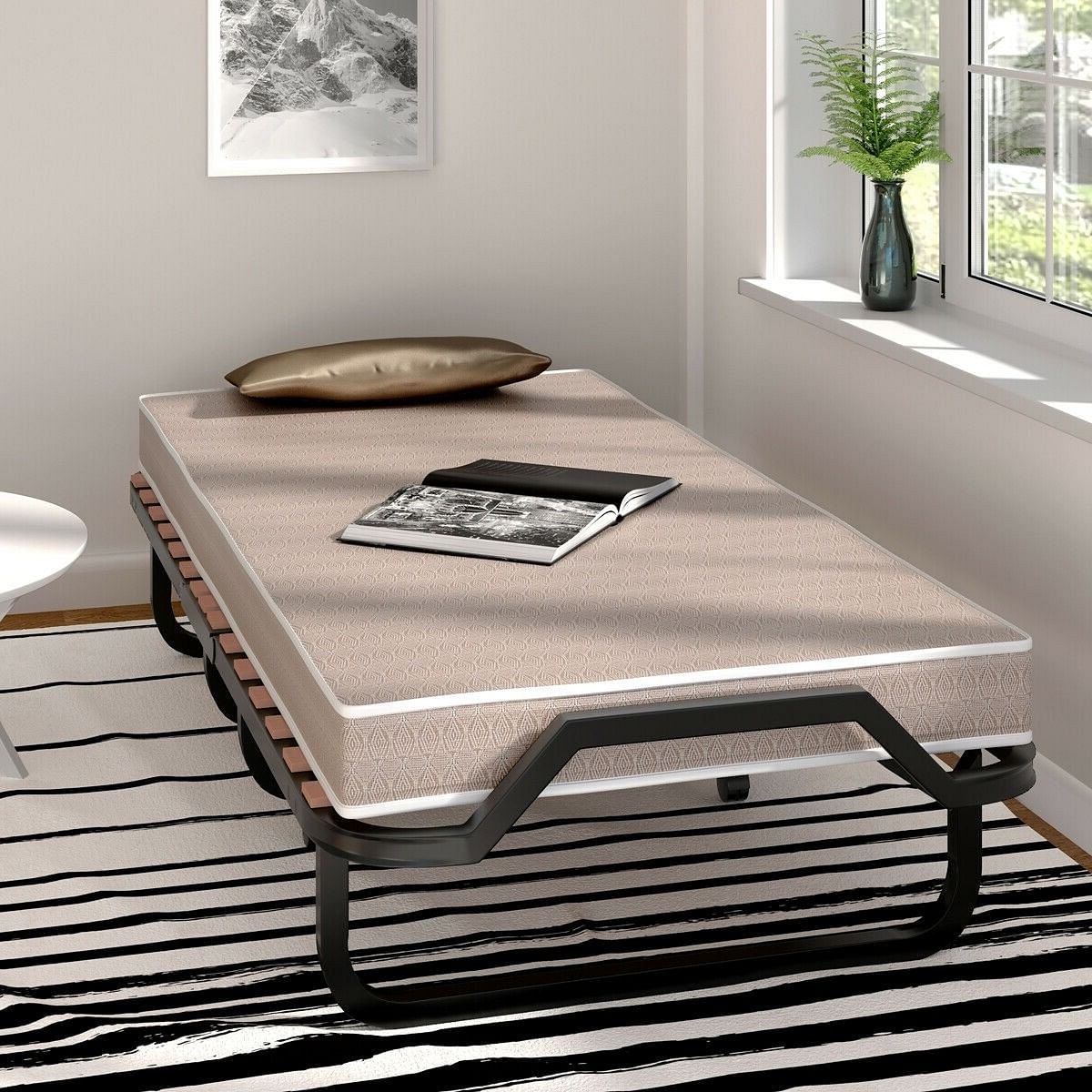 Rollaway Bed with Casters Wheels and Folding Memory Foam Mattress - Free Shipping