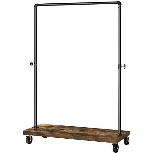 Rustic Industrial Laundry Pipe Garment Rack Lockable Wheels - Free Shipping 
