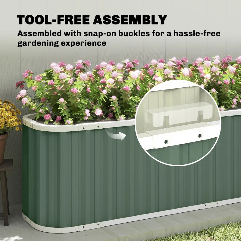 Galvanized Raised Garden Bed, Deep Rot Planter Box, Outdoor Garden Bed with Plant Labels, 7' x 2' x 2', Light Green