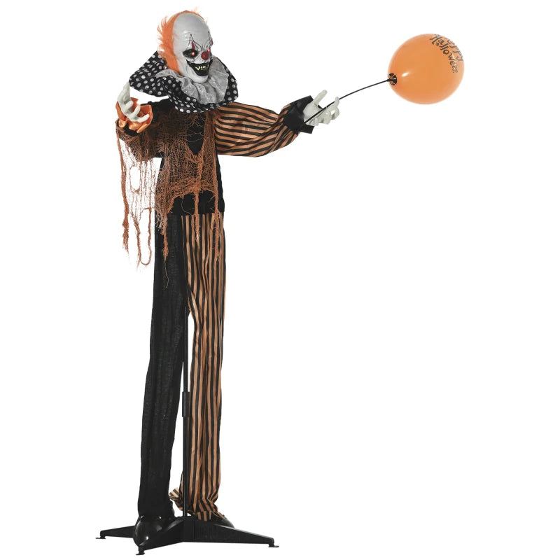 Outsunny 5ft Life-Size Talking Circus Clown – Sound & Motion Activated Halloween Decoration, Light-Up Eyes 