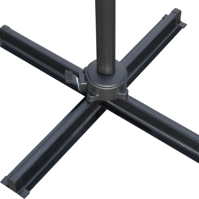9ft Cantilever Patio Umbrella, Square Overhanging Umbrella with Cross Base, Crank Handle, Tilt Light Grey