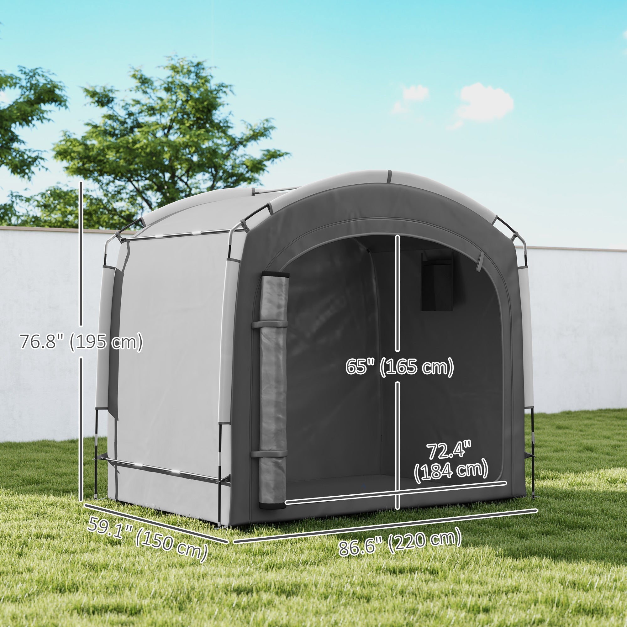 Outsunny Bike Storage Shed Tent, Portable and Waterproof with 210D Oxford Fabric and Carry Bag for 3-4 Bicycles, Dark Grey 