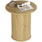 Round Side Table, Fluted Accent End Table, Narrow Nightstand for Small Spaces, Living Room, Oak
