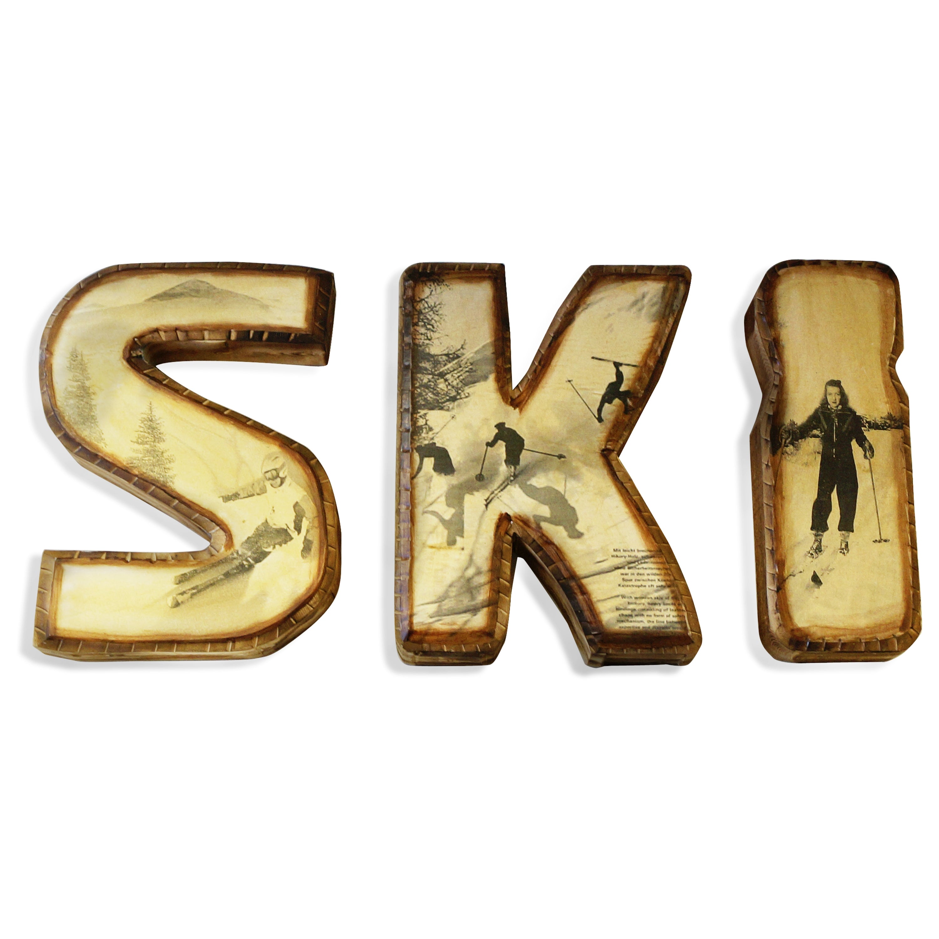 Classic Table and Wall SKI Decor Set, 15.4 in 