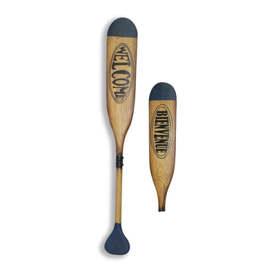 Wood Antique Paddle W/Welcome&Bienvenue 