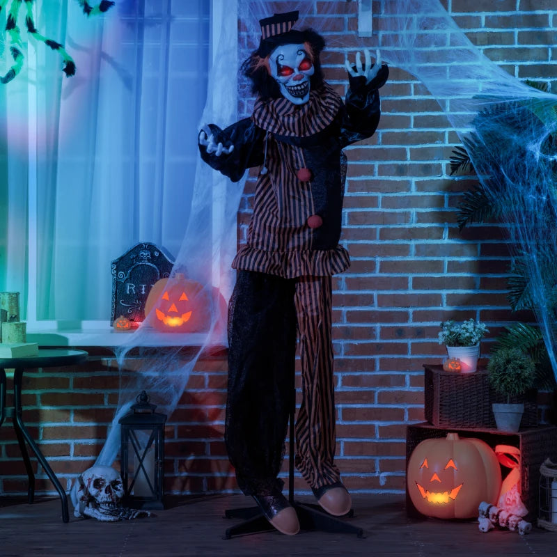 HOMCOM 6.4' Life-Size Winged Grim Reaper – Animated Halloween Decoration, Light-Up Eyes 