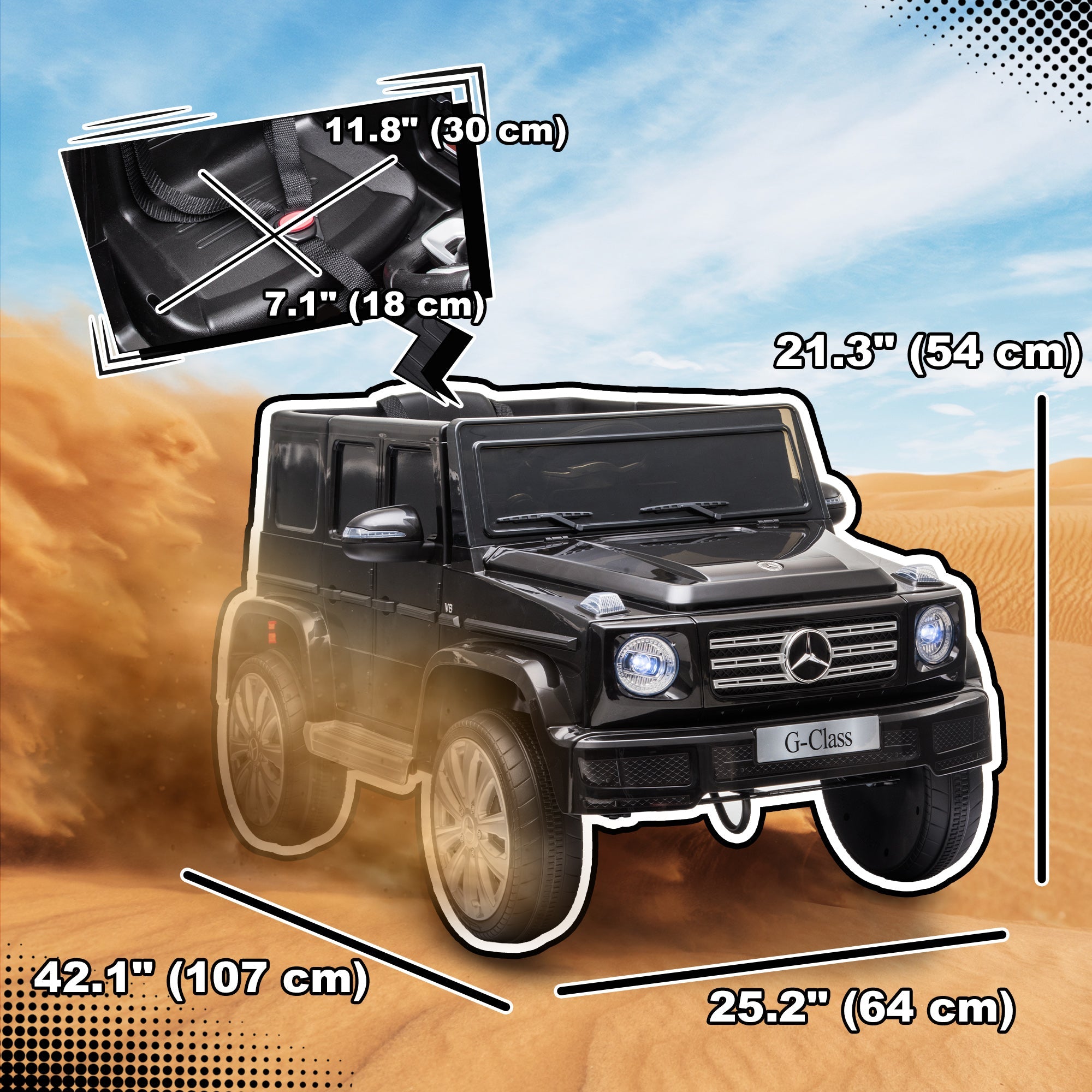 Aosom 12V Battery-Powered Kids Ride On Mercedes Benz G500 Car with Parental Remote Control Music Lights MP3 