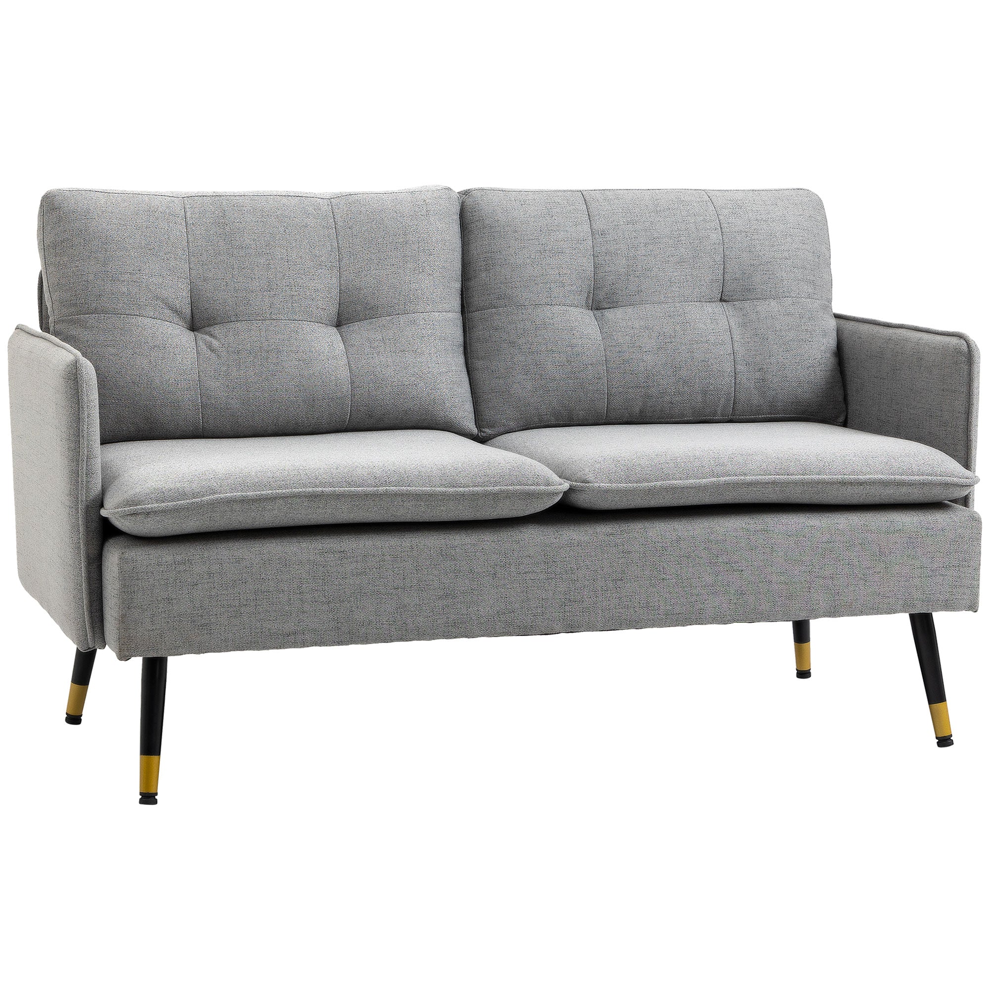 HOMCOM 55" Button Tufted Loveseat: Upholstered Small Couch for Bedroom, Small Space, Grey 