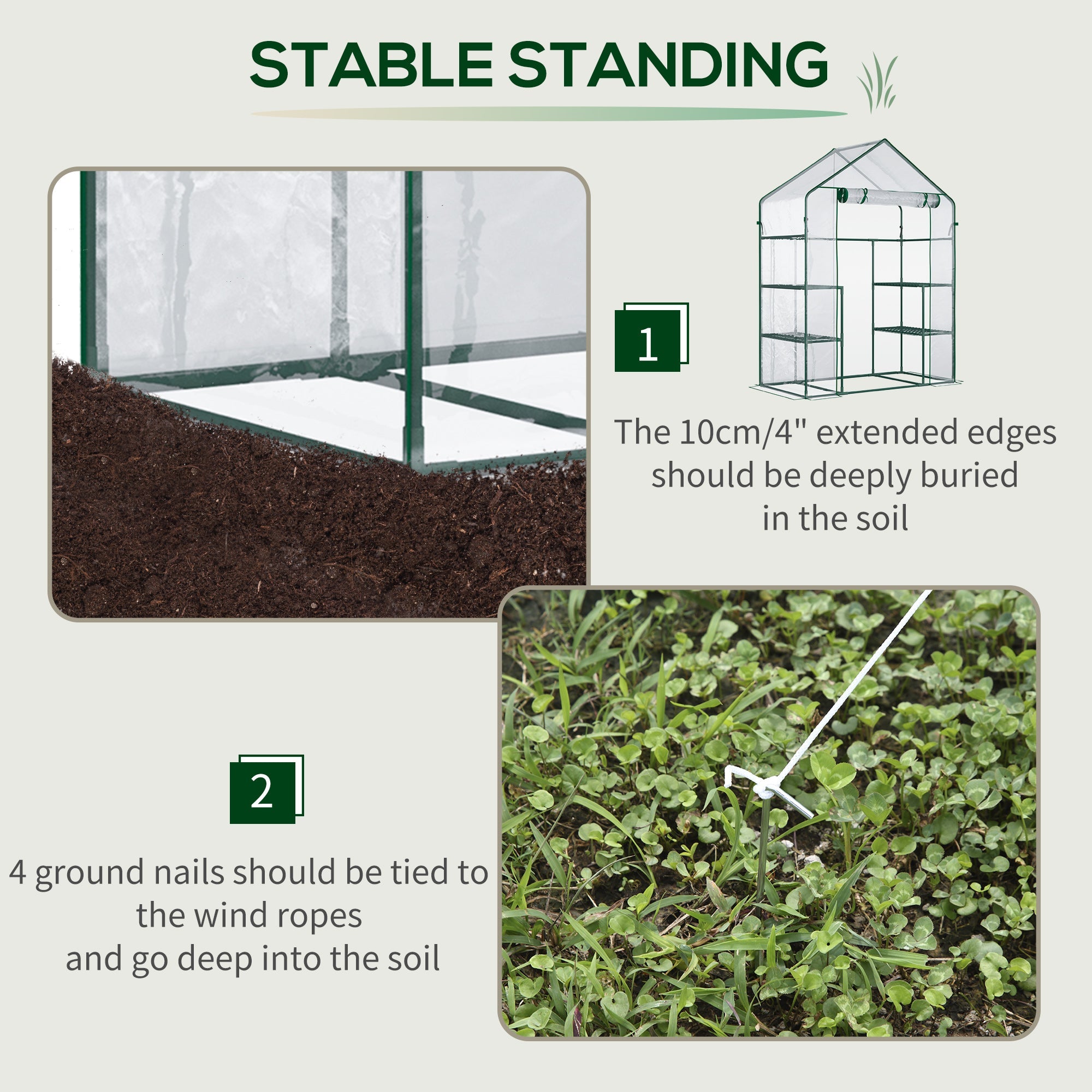 Outsunny Greenhouse Getaway: 56" x 29" x 77" Mini Walk-in Greenhouse with 4 Shelves, Roll-Up Door, Weather Cover, Clear 