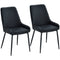 HOMCOM 2 Pack Mid Century Dining Chairs Black PU Leather Padded Metal Legs Modern for Kitchen Office