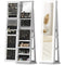Jewelry Cabinet with Full Length Lockable Mirror, Standing Jewelry Armoire Organizer with LEDs, White