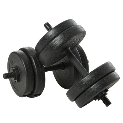 Soozier Adjustable 2 x 22lbs Weight Dumbbell Set for Weight Fitness Training Home Gym Equipment Black Pair 