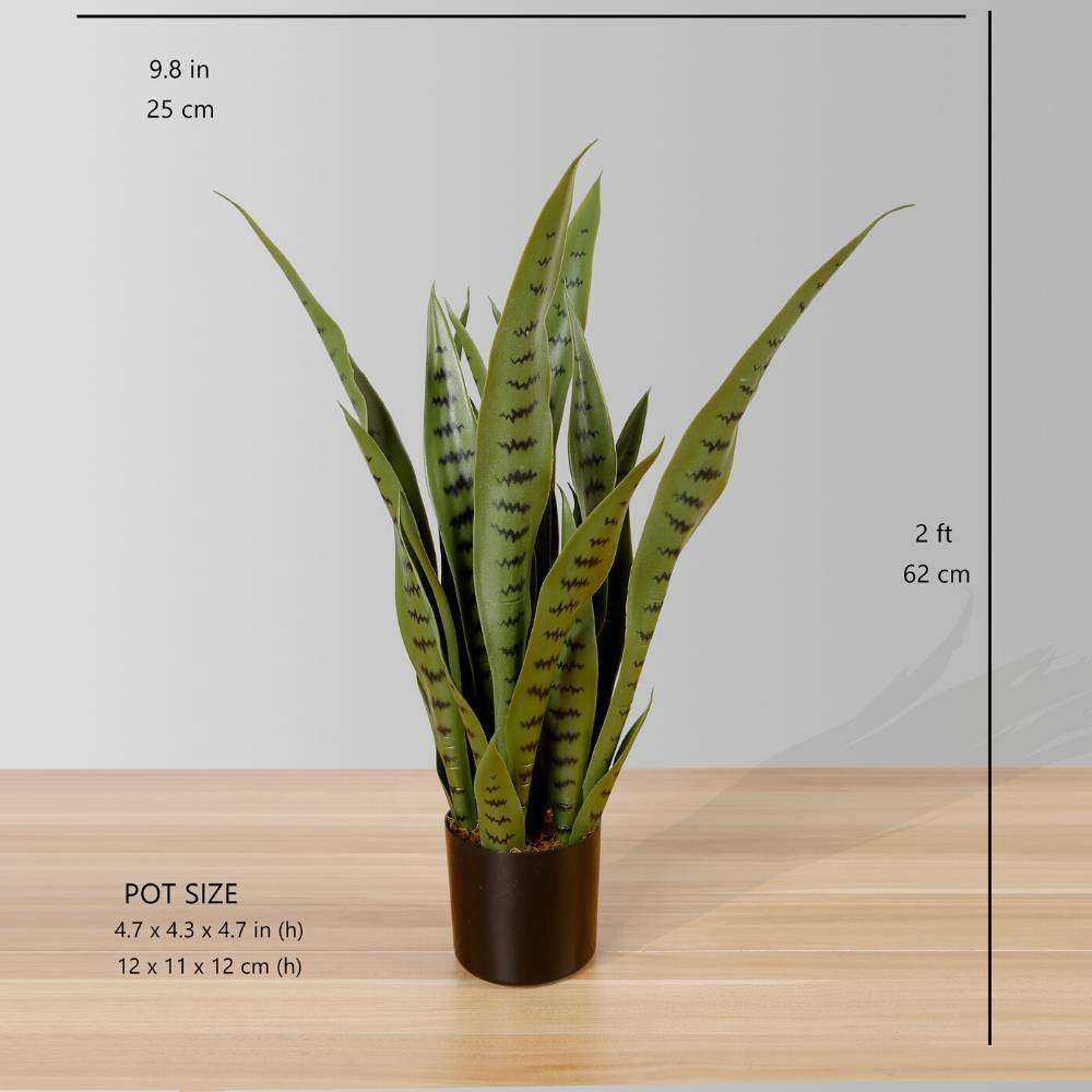 Jose Artificial Snake Sansevieria Dark Green Potted Plant 26" 