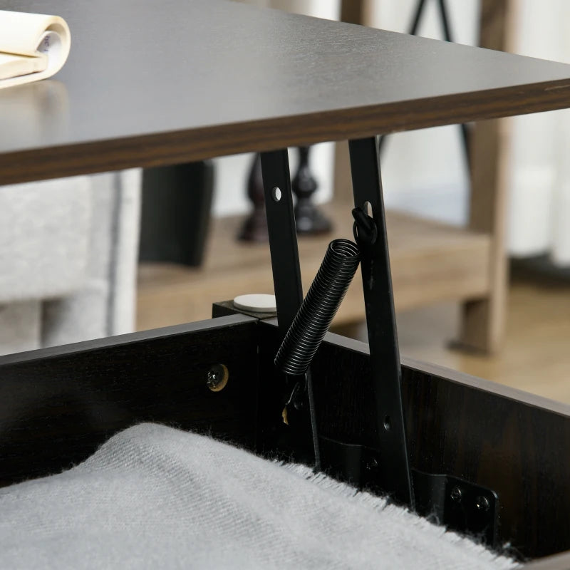 Lift Top Coffee Table, Modern Center Table with Storage Shelves and Hidden Compartment for Living Room, 41" L, Espresso