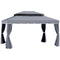 Outsunny Soft-top Gazebo 13x10ft Double Roof Canopy Vented Mesh Sidewall Aluminum Frame Dark Grey