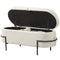 Storage Ottoman with Lift-Up Lid and Steel Legs, 45 Inches Sherpa Fleece Storage Chest for Living Room, Cream White