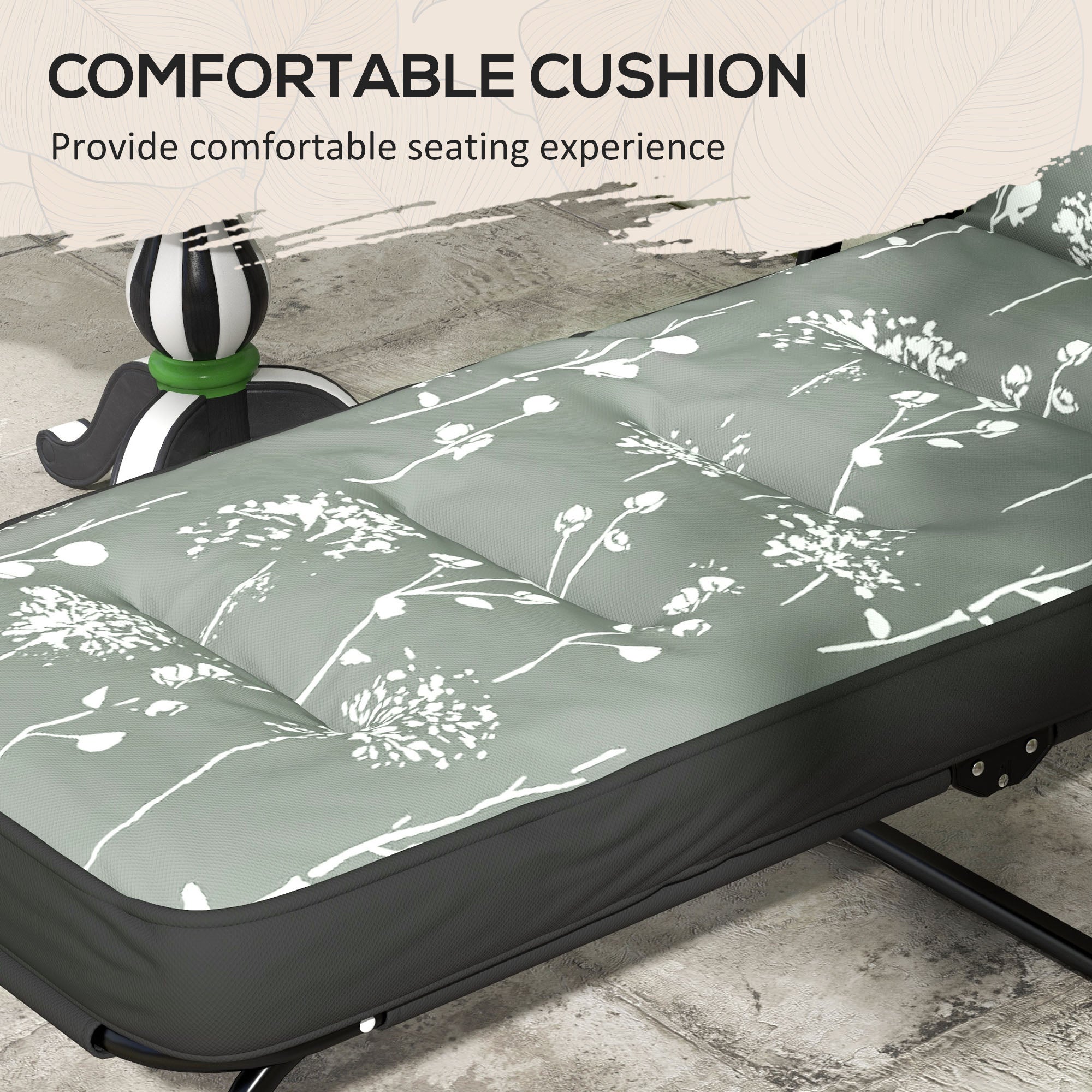 Outsunny Padded Outdoor Lounge Chair Folding Recliner with Adjustable Back Footrest Cushioned Grey 