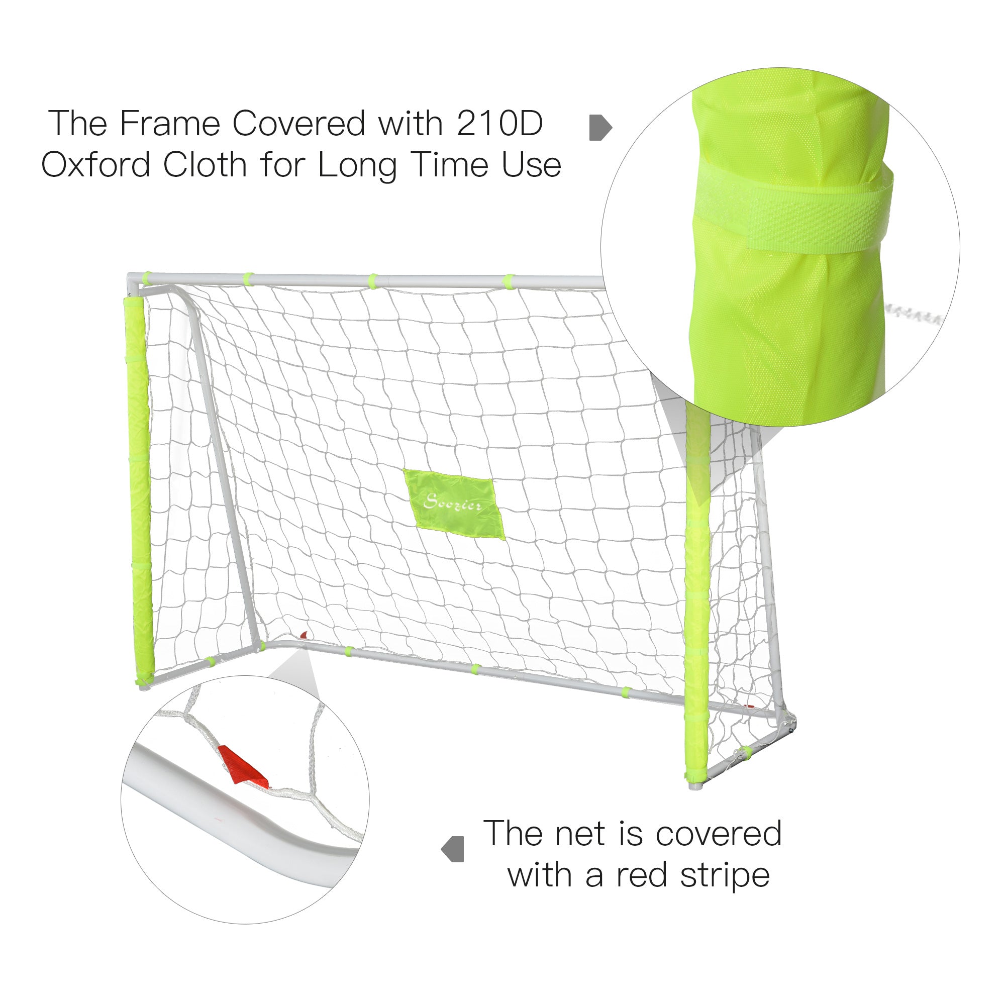 Soozier 6ft x 4ft Soccer Goal Net with Metal Frame, PE Mesh, Ground Stakes, Easy Assembly, Yellow 