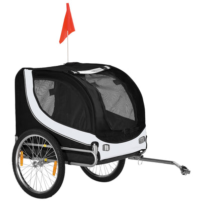 Aosom Foldable Dog Bike Trailer Pet Cart Wagon Safety Anchor Black 