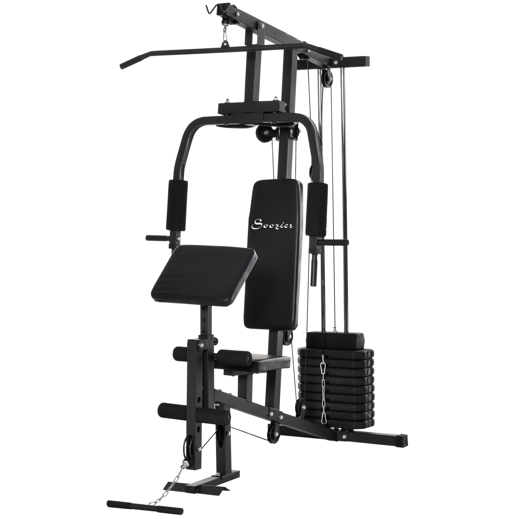 Soozier Multifunction Home Power Exercise Gym System Weight Training Exercise Workout Station Fitness Strength Machine for Whole Body 
