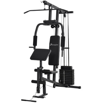 Soozier Multifunction Home Power Exercise Gym System Weight Training Exercise Workout Station Fitness Strength Machine for Whole Body 