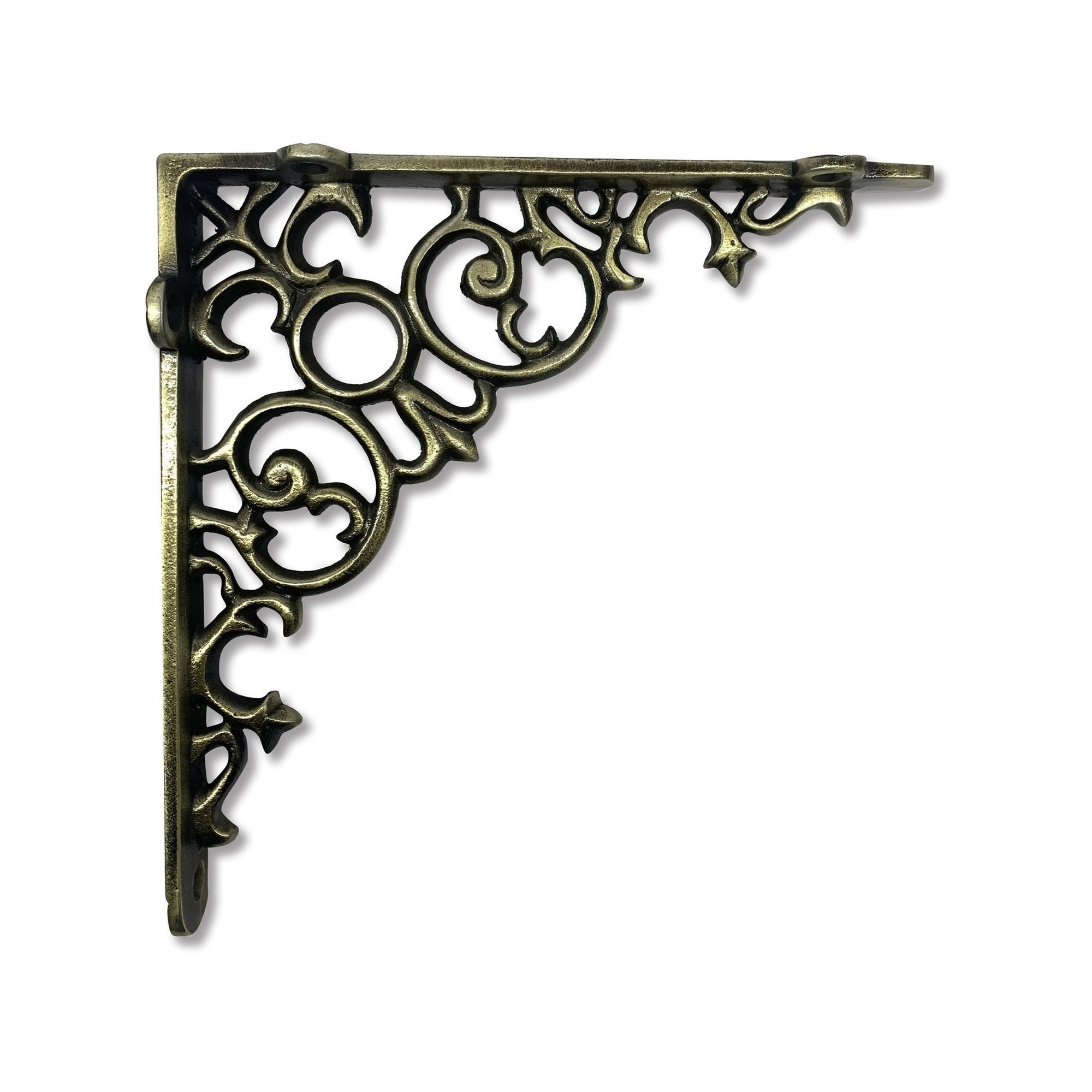 Scroll Shelf Bracket, Medium, Antique Brass 