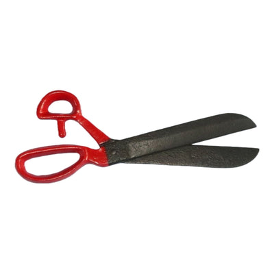 Large Decorative Cast Iron Scissors, Black With Red Handle 
