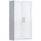 Wardrobe Cabinet with 2 Doors and Hanging Rod, Modern Armoire Wardrobe Closet for Bedroom, White Wood Effect