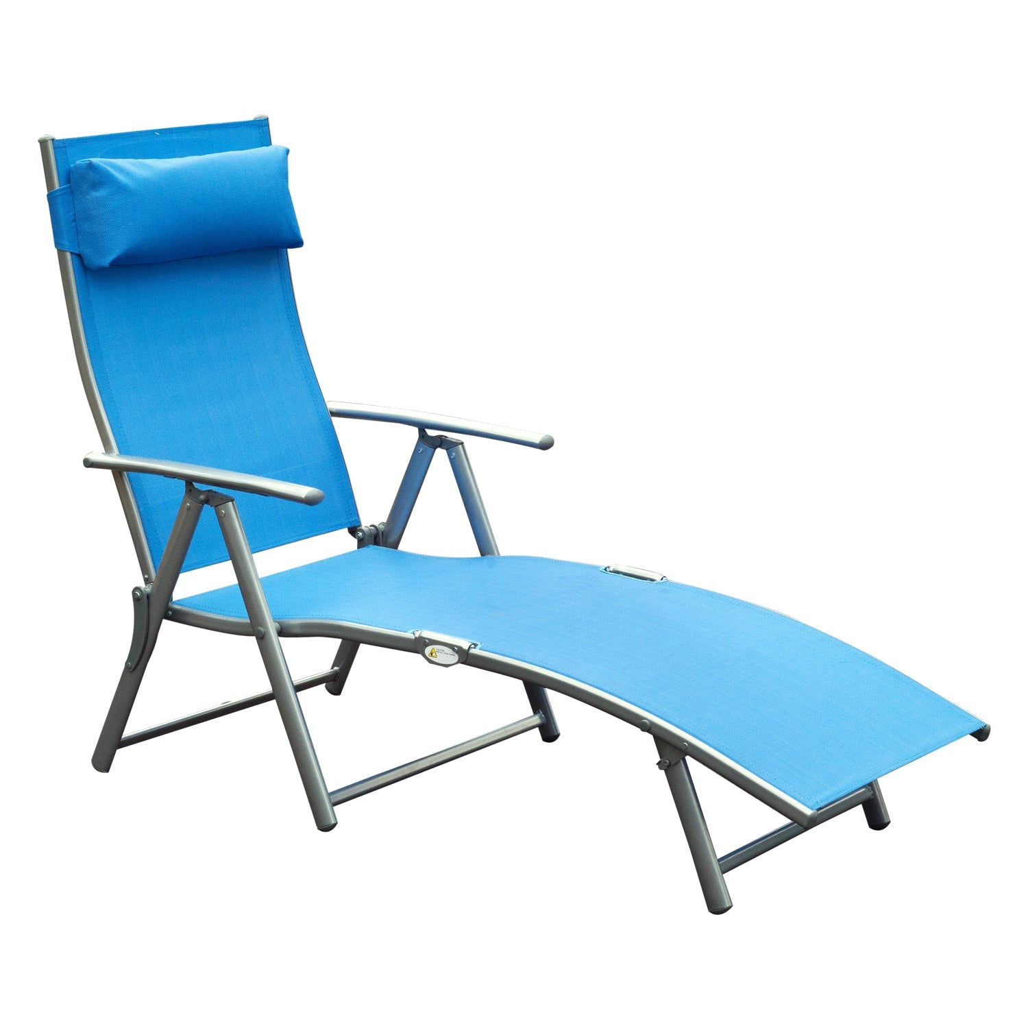 Outsunny Adjustable Reclining Patio Chaise Lounge Chair Tri-Fold Outdoor Garden Sun Lounger Blue 