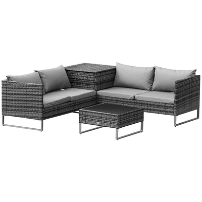 Outsunny 4 Piece Patio Furniture Set with Coffee Table and Corner Table for Backyard, Porch, Poolside, Balcony, Garden 
