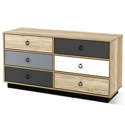 6 Drawers Double Dresser Accent Storage Tower for Bedroom Hallway Entryway - Free Shipping 