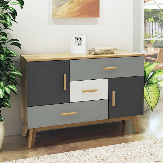 Free-standing Storage Floor Cabinet with 2 Doors and 3 Drawers - Free Shipping