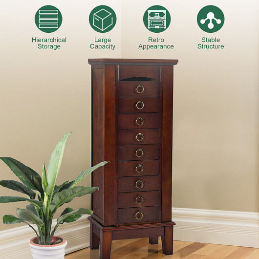 Large Capacity Jewelry Storage Cabinet with 9 Drawers - Free Shipping 