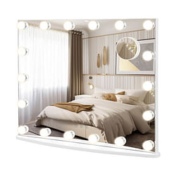 Vanity Mirror with 18 Dimmable LED Bulbs and 3 Color Lighting Modes-White - Free Shipping