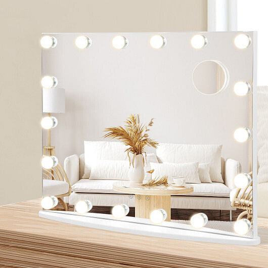 Vanity Mirror with 18 Dimmable LED Bulbs and 3 Color Lighting Modes-White - Free Shipping