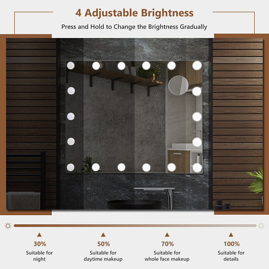 Vanity Mirror with 18 Dimmable LED Bulbs and 3 Color Lighting Modes-White - Free Shipping