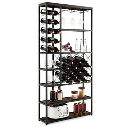 Industrial Floor Wine Rack with 3 Rows of Stemware Racks - Free Shipping 