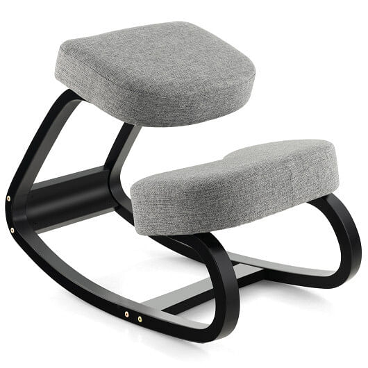 Rocking Ergonomic Kneeling Chair with Padded Cushion for Home Office-Gray - Free Shipping 