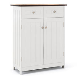 Freestanding Bathroom Floor Cabinet Storage Organizer with 2 Drawers-White - Free Shipping 