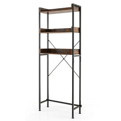 Over The Toilet Storage Rack with Hooks and Adjustable Bottom Bar-Rustic Brown - Free Shipping 